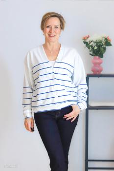 Preview: French Terry Panel ca. 89 cm Lineas Blau/Weiß by Lillesol&Pelle von Swafing